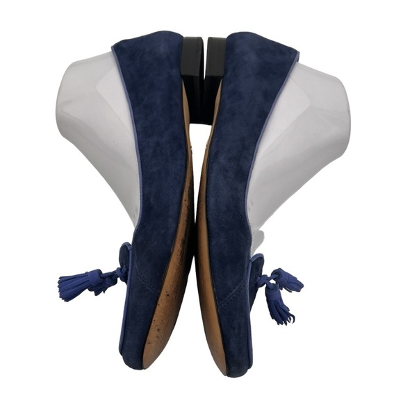Ann Taylor Blue Suede Slip On Tassel Flats Size 9 1/2 Women’s - Picture 7 of 11